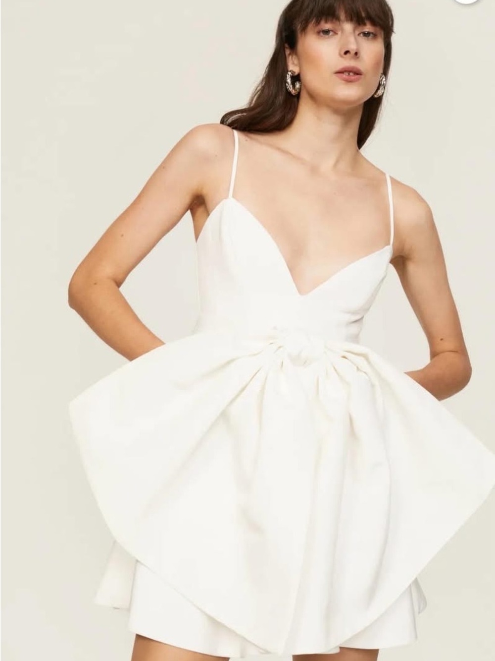 Bardot Bow White Dress